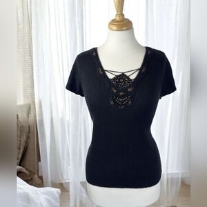 🔥 RQT Pretty Beaded Knit Top Size M